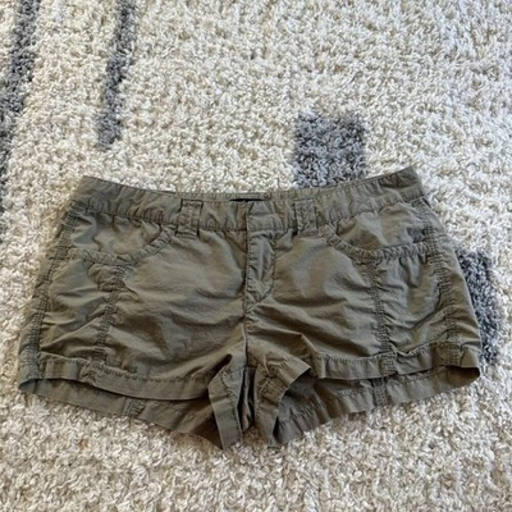Vtg Express Low Rise Micro Shorts Womens 8 Y2K Booty Short Hipster Brown Utility